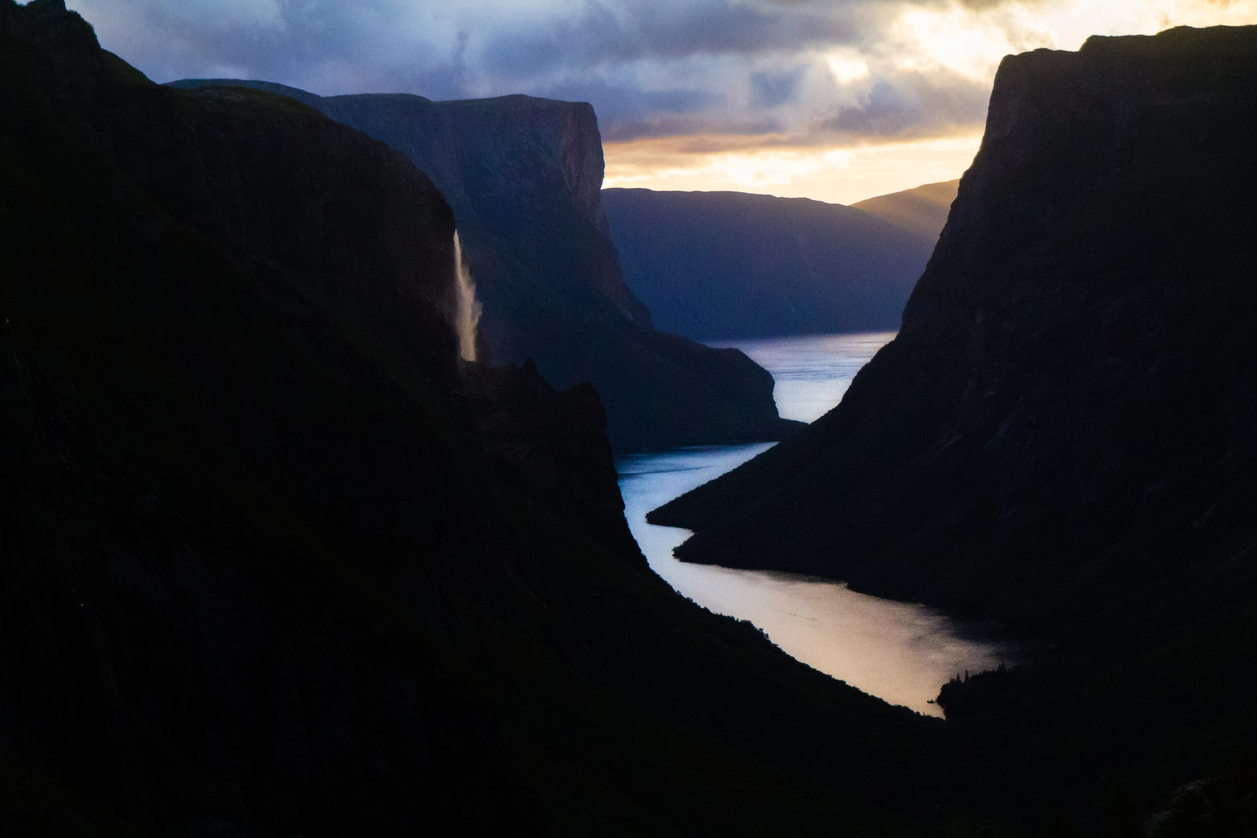 Sunset fjord photo from Newfoundland nature stock photography website